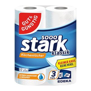GUT&GÜNSTIG Küchenrollen stark klassik 3-lagig, 2 Rollen