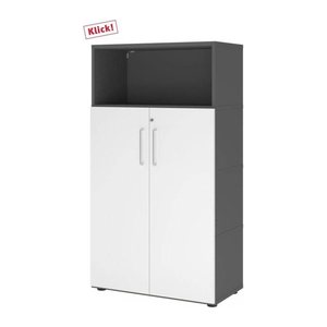 HAMMERBACHER Regalschrank FlexWall, VFW48T3KG/G/W/BS grafit, weiß 80,0 x 40,0 x 145,0 cm, 1 St.