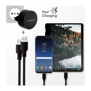 Logilink USB Steckdosenadapter 2port,10.5W,Fast Charging,sch