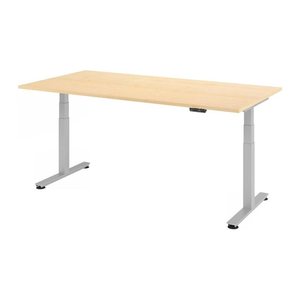 HAMMERBACHER XDSM2E elektrisch höhenverstellbarer Schreibtisch ahorn rechteckig, T-Fuß-Gestell silber 200,0 x 100,0 cm