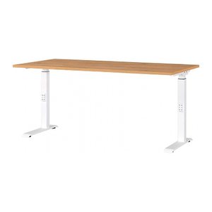 GERMANIA DOWNEY höhenverstellbarer Schreibtisch grandson-eiche rechteckig, C-Fuß-Gestell weiß 160,0 x 80,0 cm