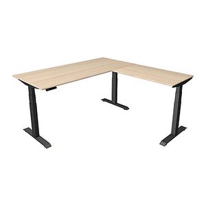 Kerkmann Move 4 elektrisch höhenverstellbarer Schreibtisch ahorn rechteckig, T-Fuß-Gestell grau 180,0 x 180,0 cm