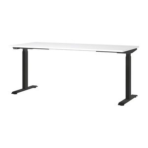 GERMANIA JET höhenverstellbarer Schreibtisch weiß rechteckig, T-Fuß-Gestell schwarz 180,0 x 80,0 cm