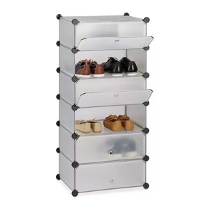 relaxdays Schuhschrank, 10021962_50 transparent 6 Fachböden 49,0 x 37,0 x 107,0 cm