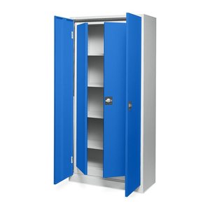 Aktenschrank SET- 2 in 1 – Lichtgrau / Enzianblau