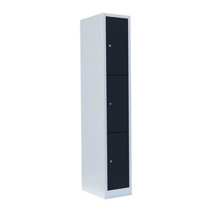 LÜLLMANN Schließfachschrank anthrazit, lichtgrau 520318, 3 Schließfächer 31,5 x 50,0 x 180,0 cm