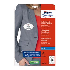AVERY Zweckform Namensetiketten J4882-20 weiß 85,0 x 50,0 mm, 20 Blatt
