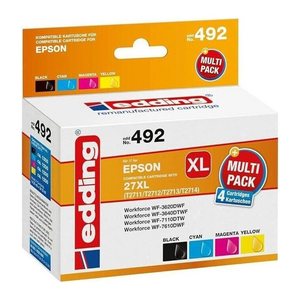 edding EDD-492 schwarz, cyan, magenta, gelb Druckerpatronen kompatibel zu EPSON 27XL / T2711XL/12XL/13XL/14XL, 4er-Set