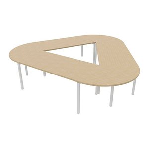 Quadrifoglio Konferenztisch Idea+ eiche Trapezform, Vierkantrohr weiß, 320,0 x 298,0 x 74,0 cm