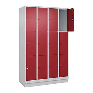 CP Schließfachschrank Classic PLUS lichtgrau, rubinrot 080020-403 S10001, 12 Schließfächer 120,0 x 50,0 x 195,0 cm