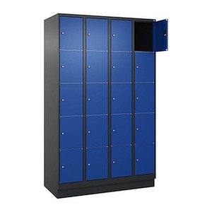 CP Schließfachschrank Classic PLUS enzianblau, schwarzgrau 080020-405 S10035, 20 Schließfächer 120,0 x 50,0 x 195,0 cm