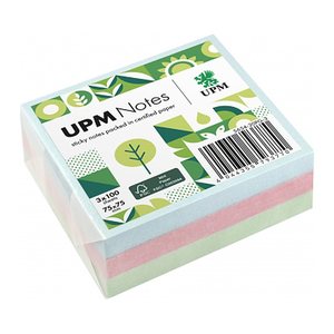 UPM Notes Pastellmix Haftnotizen doppelte Haftung farbsortiert, 3 Blöcke