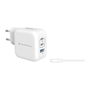 CONCEPTRONIC Ladegerät 3Port GaN 2xUSB-C/1xA 67WPD3.0/PPS ws