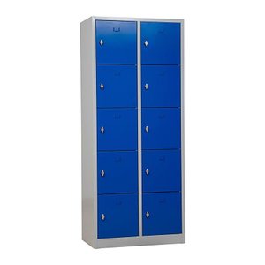 Gürkan Schließfachschrank lichtgrau, enzianblau 106958, 10 Schließfächer 80,0 x 45,0 x 190,0 cm