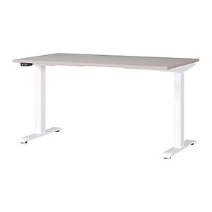 GERMANIA JET höhenverstellbarer Schreibtisch kaschmir rechteckig, T-Fuß-Gestell weiß 140,0 x 80,0 cm