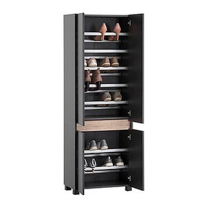 MÖBELPARTNER Schuhschrank Cosmo, 701779 anthrazit, eiche keine Fachböden 33,0 cm 164,5 cm