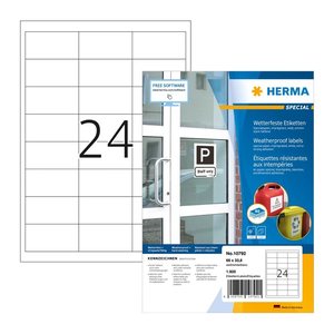 HERMA wetterfeste Etiketten weiß 66,0 x 33,8 mm, 80 Blatt