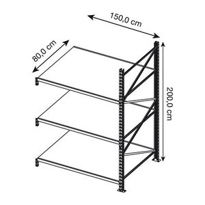 Manorga Anbau-Schwerlastregal EPSIVOL ZR2015803F4S himmelblau, braun 150,0 x 80,0 x 200,0 cm