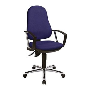 Topstar Bürostuhl Support® P Deluxe, 8179AG26 Stoff blau, Gestell chrom