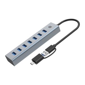 CONCEPTRONIC 7-Port Hub USB-A3.0/-C Adap.->7xA3.0 o.Netz. gr