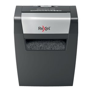 AKTION: Rexel Momentum X406 Aktenvernichter mit Partikelschnitt P-4, 4 x 28 mm, bis 6 Blatt, schwarz mit 10 Euro CashBack
