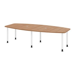 HAMMERBACHER Konferenztisch KT28C nussbaum Tonnenform, Rundrohr weiß, 280,0 x 85,0/130,0 x 72,0 - 74,0 cm