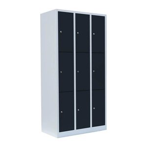 LÜLLMANN Schließfachschrank anthrazit, lichtgrau 520338, 9 Schließfächer 88,5 x 50,0 x 180,0 cm