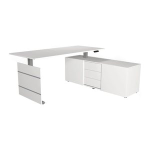 Kerkmann Move 3 elektrisch höhenverstellbarer Schreibtisch weiß rechteckig, Wangen-Gestell silber 180,0 x 80,0 cm