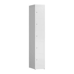 ClassiX Schließfachschrank signalweiß X-520517, 5 Schließfächer 31,0 x 50,0 x 180,0 cm