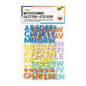 folia Moosgummi Glitter-Sticker Letters blau, gelb, orange, flieder, türkis 128 St.
