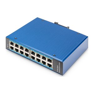 DIGITUS Switch Ind. 16-Port Gigabit Unmanaged blau