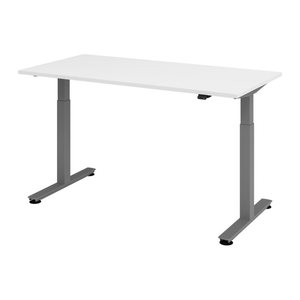 HAMMERBACHER VXMST16 elektrisch höhenverstellbarer Schreibtisch weiß rechteckig, T-Fuß-Gestell grau 160,0 x 80,0 cm