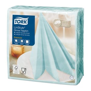 TORK Servietten LinStyle® Premium aqua blue 1-lagig 39,0 x 39,0 cm, 50 St.