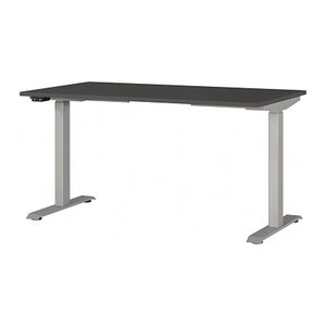 GERMANIA JET höhenverstellbarer Schreibtisch grafit rechteckig, T-Fuß-Gestell silber 140,0 x 80,0 cm