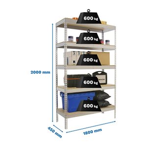 Simonrack Schwerlast-Weitspannregal SIMONFORTE CHIPBOARD 8435104951170 silber 180,0 x 45,0 x 200,0 cm