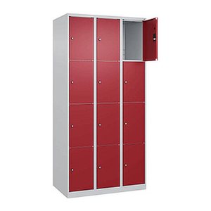 CP Schließfachschrank Classic Plus lichtgrau, rubinrot 080000-304 S10001, 12 Schließfächer 90,0 x 50,0 x 185,0 cm