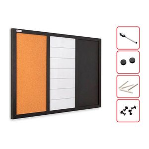 ALLboards Whiteboard-Pinnwand 3-in-1 Kombitafel 60,0 x 40,0 cm Textil schwarz