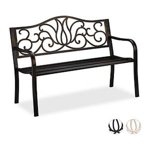 relaxdays Gartenbank 10030988_1254 schwarz/bronze Metall 127,5 cm