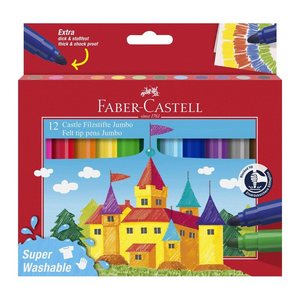 FABER-CASTELL Jumbo Super Washable Filzstifte farbsortiert, 12 St.