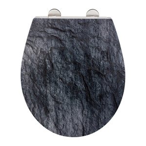 WENKO WC-Sitz mit Absenkautomatik Slate Rock schwarz, 1 St.