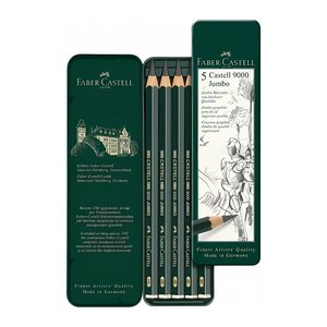 FABER-CASTELL 9000 Jumbo Bleistifte HB, 2B, 4B, 6B, 8B grün, 5 St.