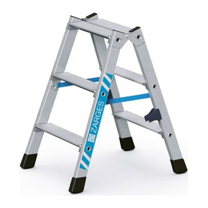 ZARGES Stehleiter beidseitig Nova B silber 2x 3 Stufen, H: 68,0 cm