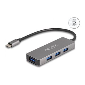 DELOCK 4 Port USB 5 Gbps Hubmit USB Type-C Anschluss