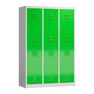 ClassiX Spind gelbgrün, lichtgrau X-523235, 6 Schließfächer 118,5 x 50,0 x 180,0 cm