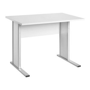 MÖBELPARTNER Schreibtisch lichtgrau rechteckig, Kufen-Gestell silber 90,0 x 65,0 cm