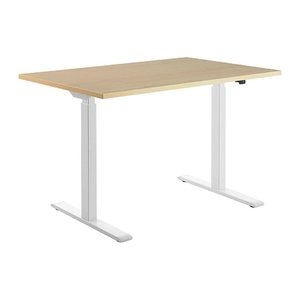 Topstar E-Table elektrisch höhenverstellbarer Schreibtisch ahorn rechteckig, T-Fuß-Gestell weiß 120,0 x 80,0 cm