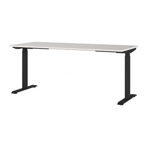 GERMANIA JET höhenverstellbarer Schreibtisch lichtgrau rechteckig, T-Fuß-Gestell schwarz 180,0 x 80,0 cm
