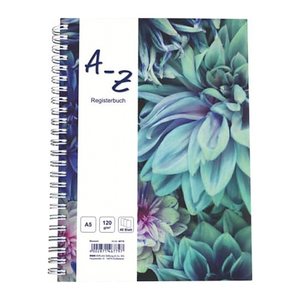 RNK-Verlag Notizbuch mit ABC Register Blossom DIN A5 liniert, mehrfarbig Hardcover 96 Seiten, 1 St.