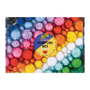 folia Pompons farbsortiert Jumbo Glitter Ø 1,5 - 4,0 cm, 730 St.