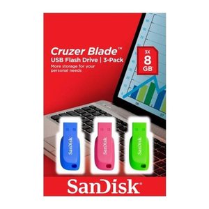 SanDisk USB-Sticks Cruzer Blade blau, grün, pink 32 GB, 3 St.